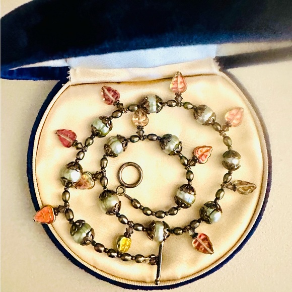 Vintage Pearl Art Glass Beautiful Necklace 🍃 - Picture 16 of 17